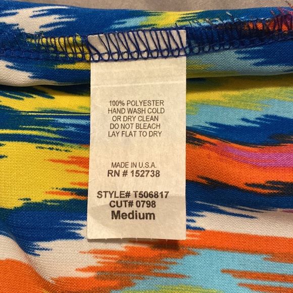 Karlie Spaghetti strap racerback top NWOT never worn Sz M, multi colors. - Picture 6 of 8
